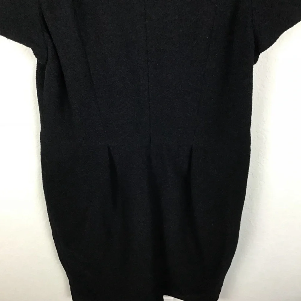 Chanel Black Wool Silk Sheath Dress 42 Classic Quiet Luxury LBD
